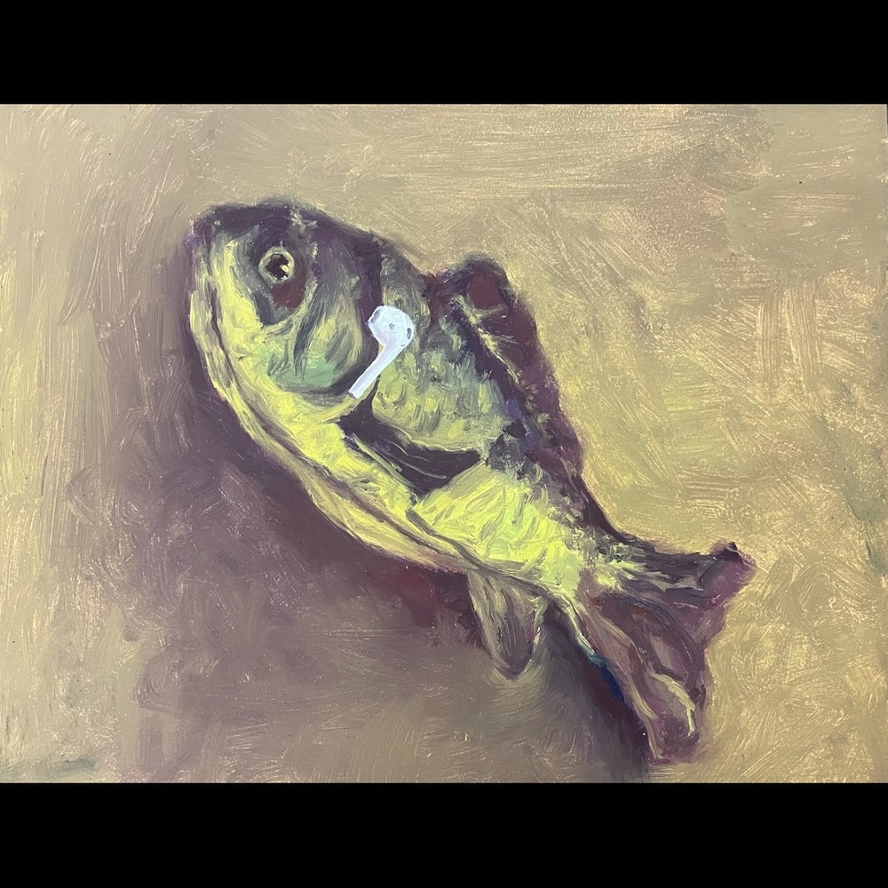 Fish with AirPod painting